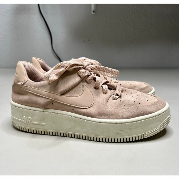 Nike Air Force 1 Sage Low AR5339-201 Pink Suede Platform Sneakers Women’s Sz 10 - Picture 1 of 10